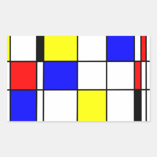 Mondrian Art Rechteckiger Aufkleber