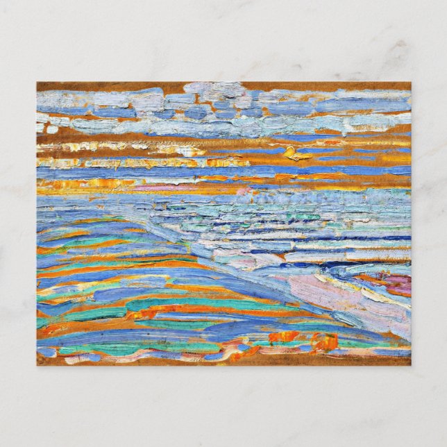 Mondrian - Aussicht von den Dünen mit Strand und P Postkarte (Vorderseite)