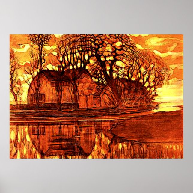 Mondrian - Bauernhof in Duivendrecht Poster (Vorne)