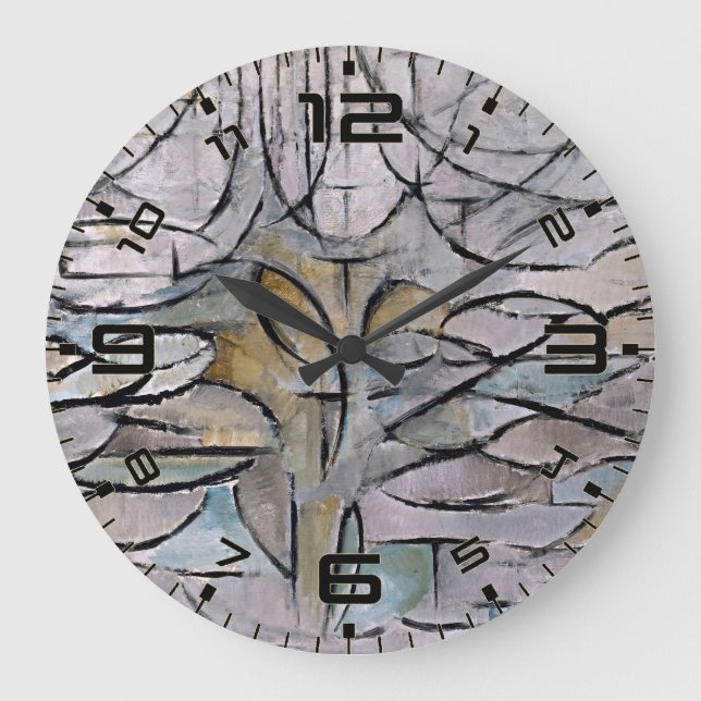 Mondrian Bloom Abstract Art Wall Clock Große Wanduhr (Vorderseite)