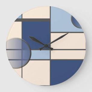 Mondrian & Blue Große Wanduhr