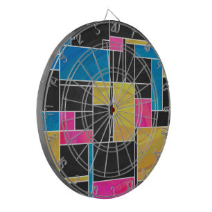 Mondrian Blue Pink Black Print Dartscheibe