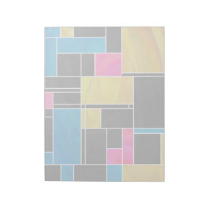 Mondrian Blue Pink Black Print Notizblock