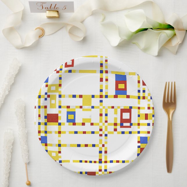Mondrian - Broadway Boogie Woogie Pappteller (Hochzeit)