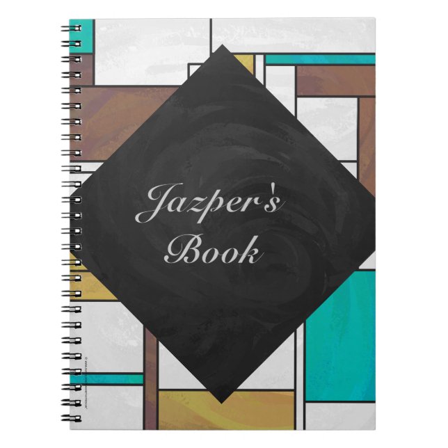 Mondrian Brown Yellow Aquamarin Print Notizblock (Vorderseite)