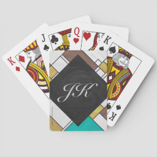 Mondrian Brown Yellow Aquamarin Print Spielkarten