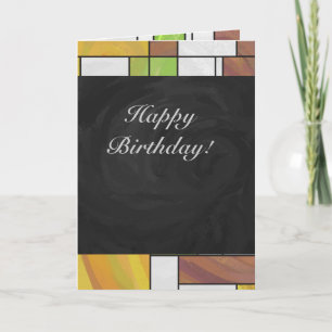 Mondrian Brown Yellow Green Print Karte