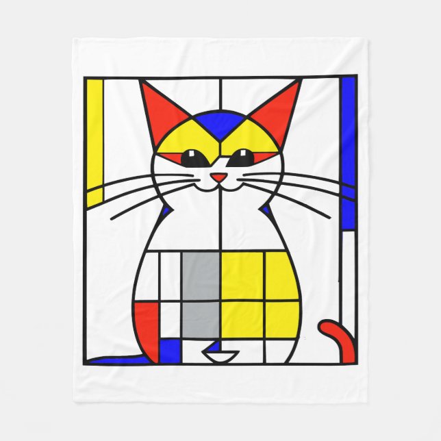 Mondrian Cat Fleecedecke (Vorderseite)
