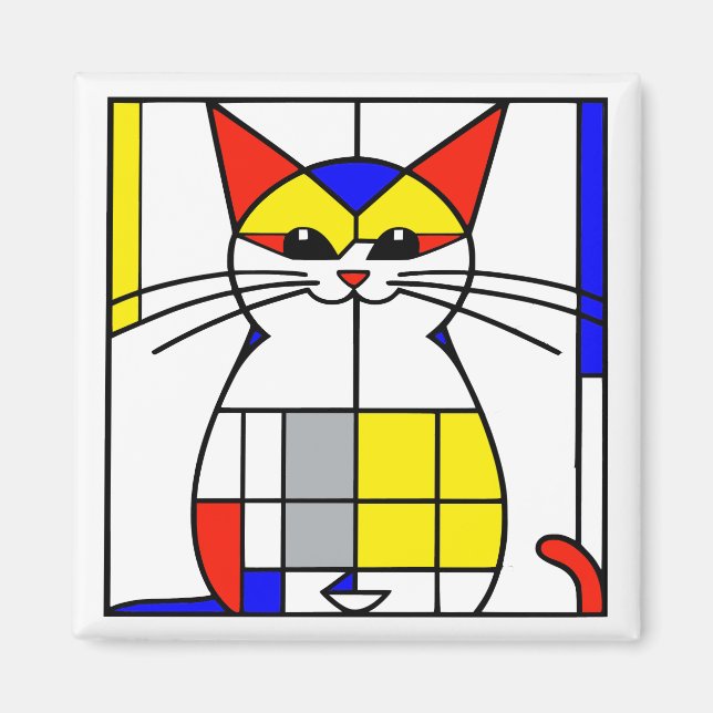 Mondrian Cat Magnet (Vorne)
