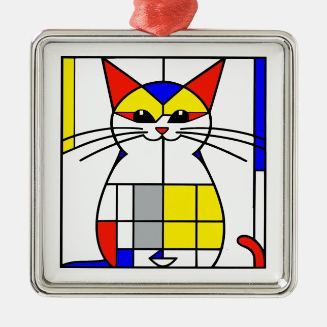 Mondrian Cat Ornament Aus Metall (Vorne)