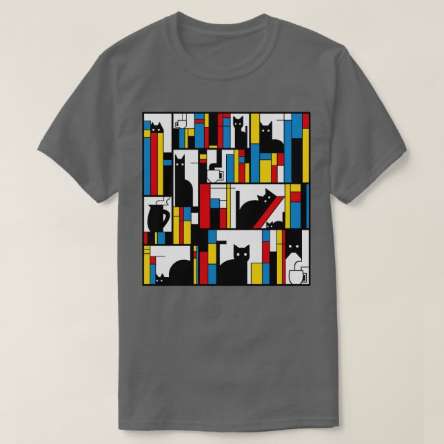 Mondrian Cats Library von Tobe Fonseca T-Shirt (Design vorne)