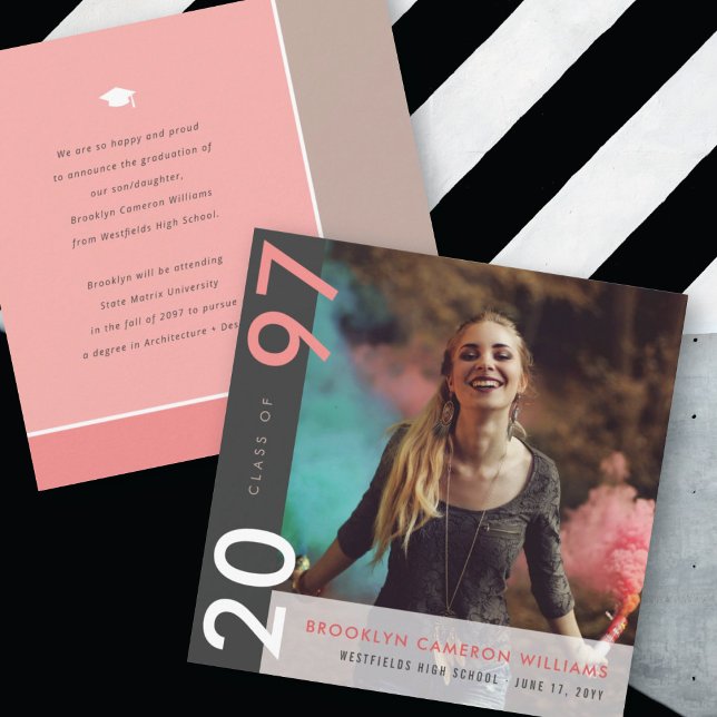 Mondrian Color Blocks Grad Moderner Foto Abschluss Ankündigung (Von Creator hochgeladen)