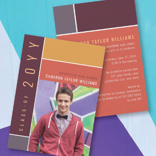 Mondrian Color Blocks Mod Foto Graduation Party Einladung