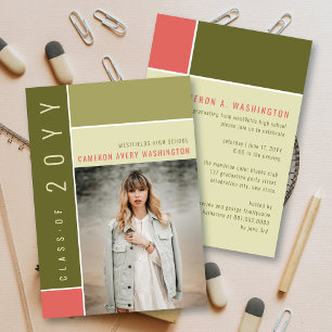 Mondrian Color Blocks Mod Foto Graduation Party Einladung