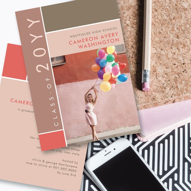 Mondrian Color Blocks Mod Foto Graduation Party Einladung (Von Creator hochgeladen)