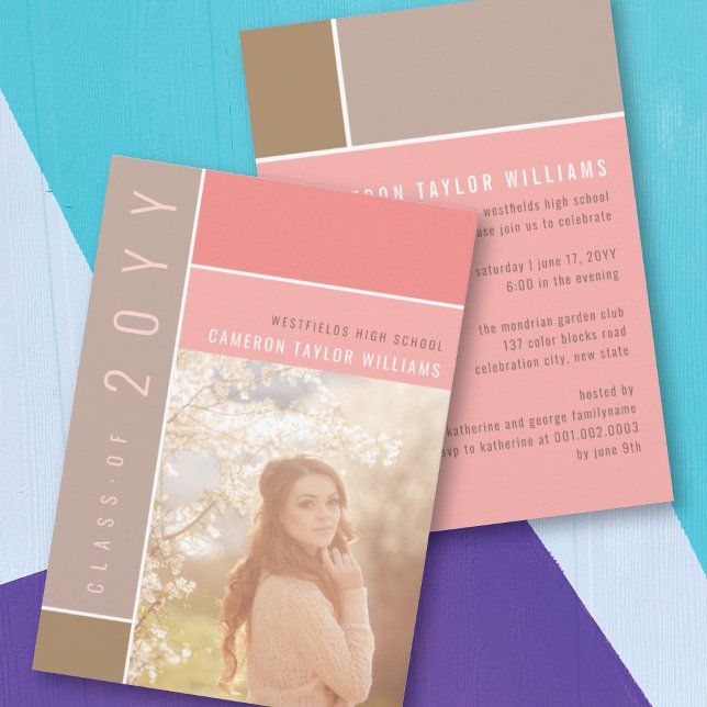 Mondrian Color Blocks Mod Foto Graduation Party Einladung (Von Creator hochgeladen)