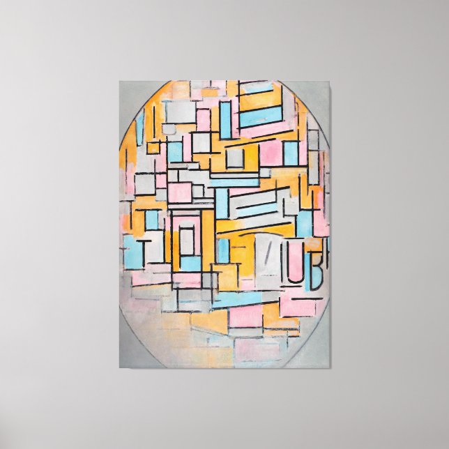 MONDRIAN - COMP. OVAL MIT FARBEN FLUGZEUG 2 1914 LEINWANDDRUCK (Vorderseite)