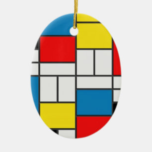 Mondrian Cubism Style Keramik Ornament