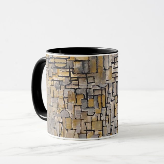 Mondrian Cubist Transition Art Morphing Mug Tasse (Vorderseite Links)