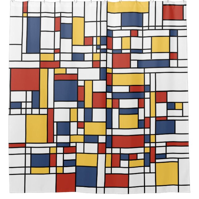 Mondrian De Stijl Pattern Duschvorhang (Vorderseite)