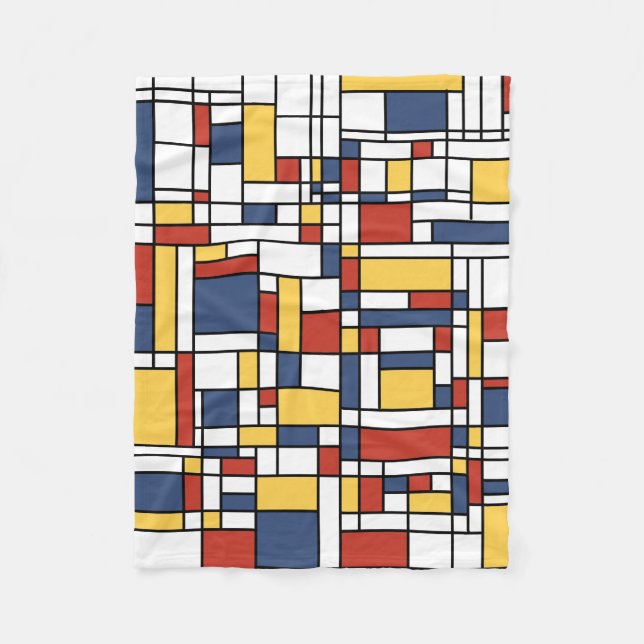 Mondrian De Stijl Pattern Fleecedecke (Vorderseite)