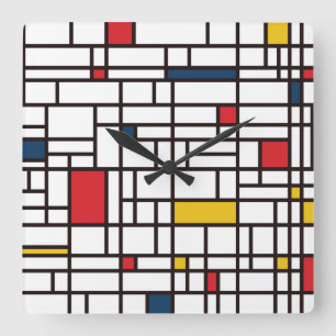 Mondrian De Stijl Quadratische Wanduhr