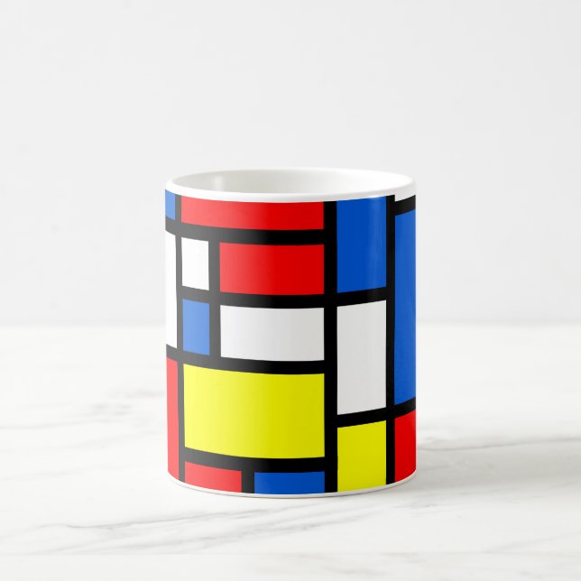 Mondrian gelbe rote blaue weiße Tasse (Mittel)