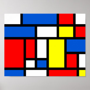 Mondrian gelbes rotes blaues Plakat