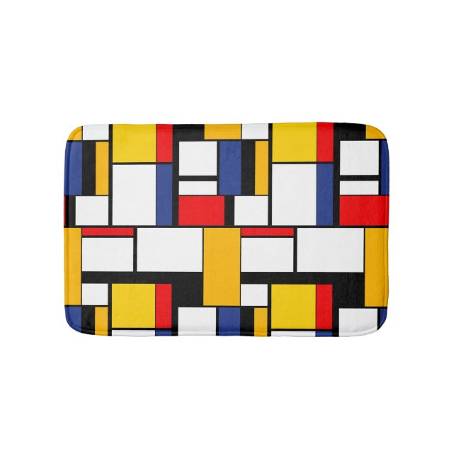 Mondrian Geometric Minimalistisch Comopsition Mode Badematte (Vorderseite)