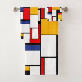 Mondrian Geometric Minimalistisch Comopsition Mode Badhandtuch Set
