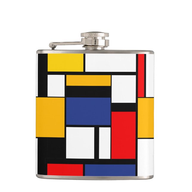 Mondrian Geometric Minimalistisch Comopsition Mode Flachmann (Vorderseite)
