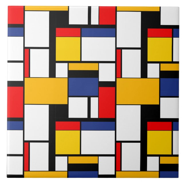 Mondrian Geometric Minimalistisch Comopsition Mode Fliese (Vorderseite)