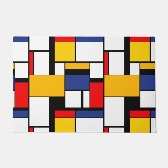 Mondrian Geometric Minimalistisch Comopsition Mode Fußmatte (Vorderseite)