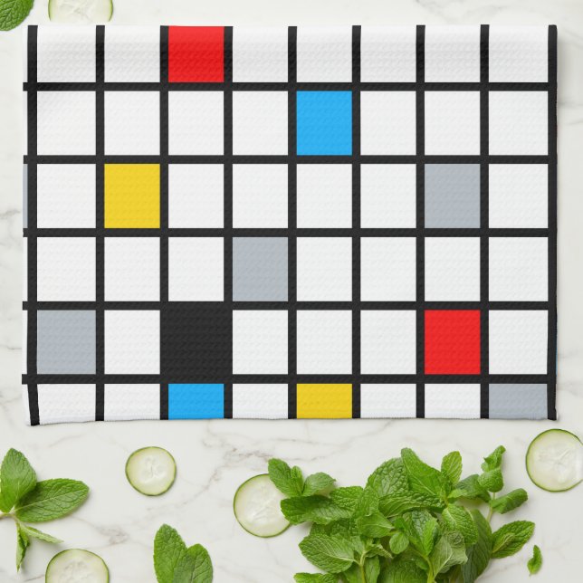 Mondrian Geometric Minimalistisch Comopsition Mode Geschirrtuch (Gefaltet)