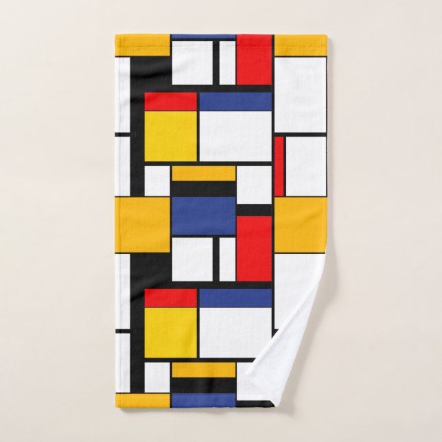 Mondrian Geometric Minimalistisch Comopsition Mode Handtuch (Handtuch)
