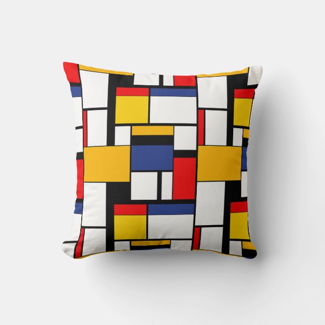 Mondrian Geometric Minimalistisch Comopsition Mode Kissen (Vorderseite)