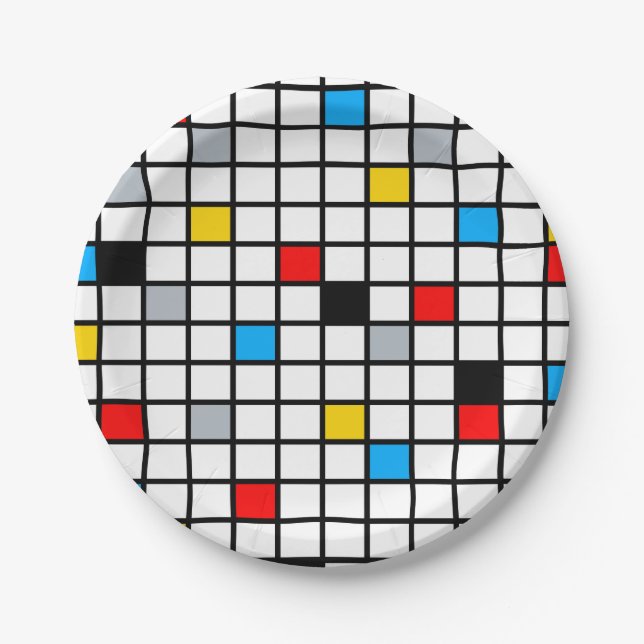 Mondrian Geometric Minimalistisch Comopsition Mode Pappteller (Vorderseite)