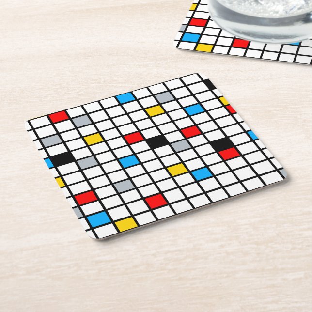 Mondrian Geometric Minimalistisch Comopsition Mode Rechteckiger Pappuntersetzer (angewinkelt)