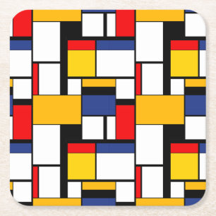 Mondrian Geometric Minimalistisch Comopsition Mode Rechteckiger Pappuntersetzer