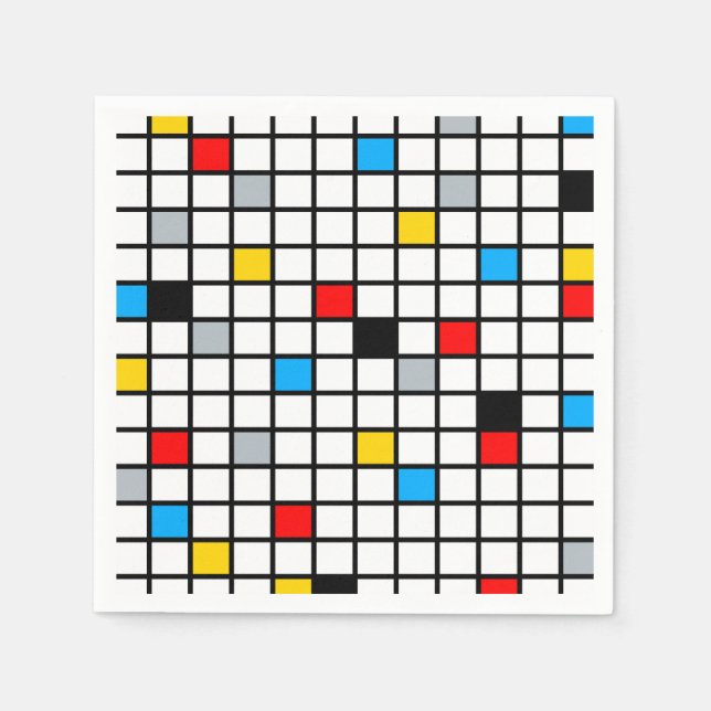Mondrian Geometric Minimalistisch Comopsition Mode Serviette (Vorderseite)