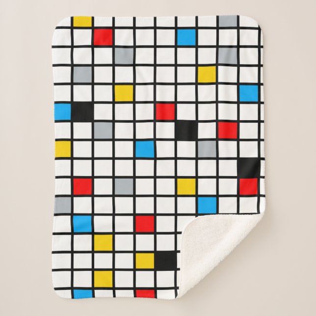 Mondrian Geometric Minimalistisch Comopsition Mode Sherpadecke (Vorderseite)