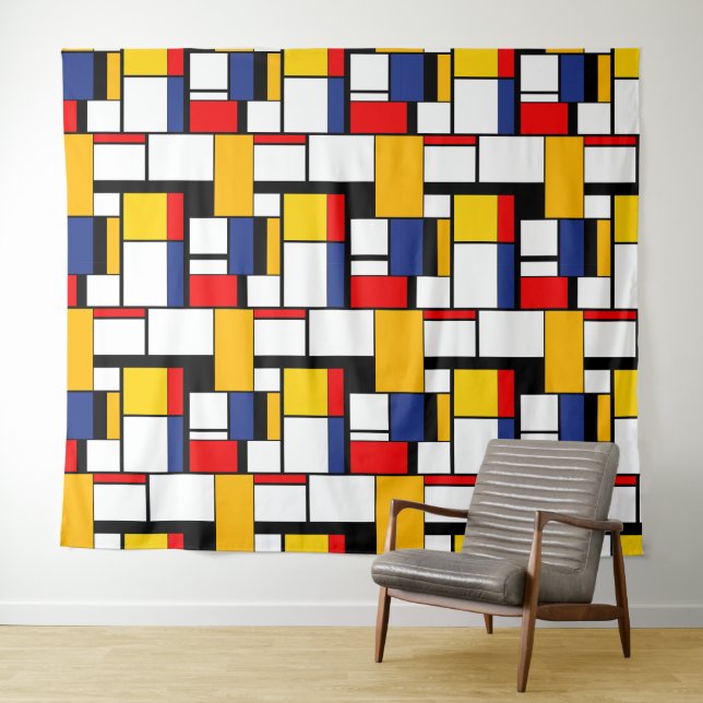Mondrian Geometric Minimalistisch Comopsition Mode Wandteppich (Beispiel (Horizontal))