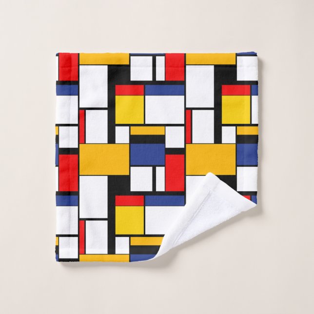 Mondrian Geometric Minimalistisch Comopsition Mode Waschlappen (Waschlappen)