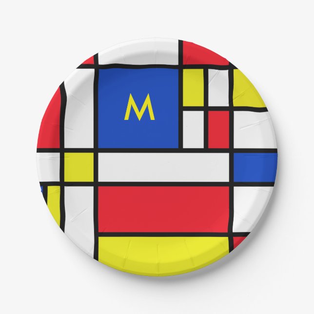 Mondrian  Geometrie Abstrakte Kunst Pappteller (Vorderseite)