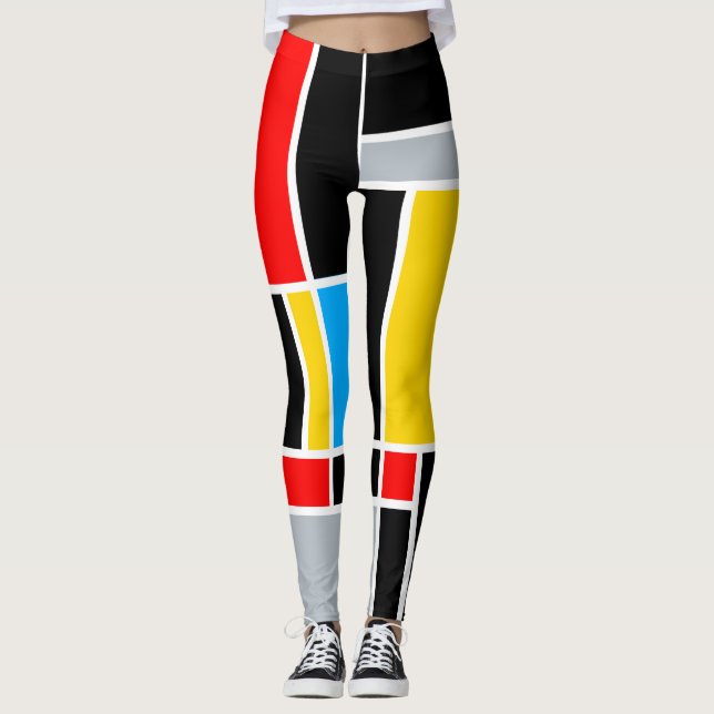 Mondrian geometrische Primärfarben Leggings (Vorderseite)
