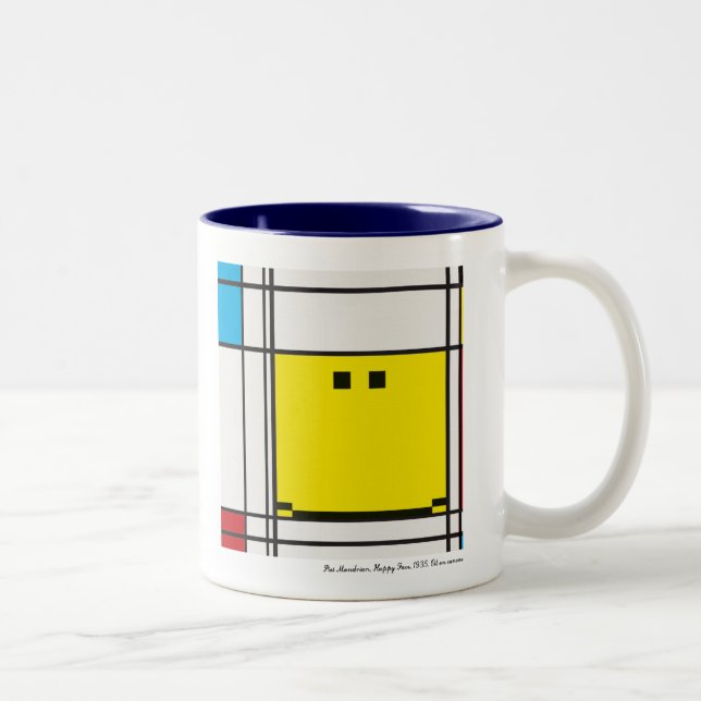 mondrian glückliche Gesichts-Tasse Zweifarbige Tasse (Rechts)
