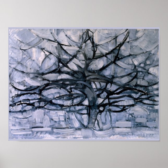 Mondrian - Gray Tree, berühmtes Gemälde, Poster (Vorne)
