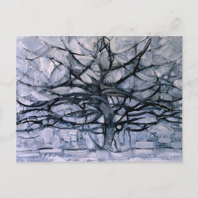 Mondrian - Gray Tree, berühmtes Gemälde, Postkarte (Vorderseite)