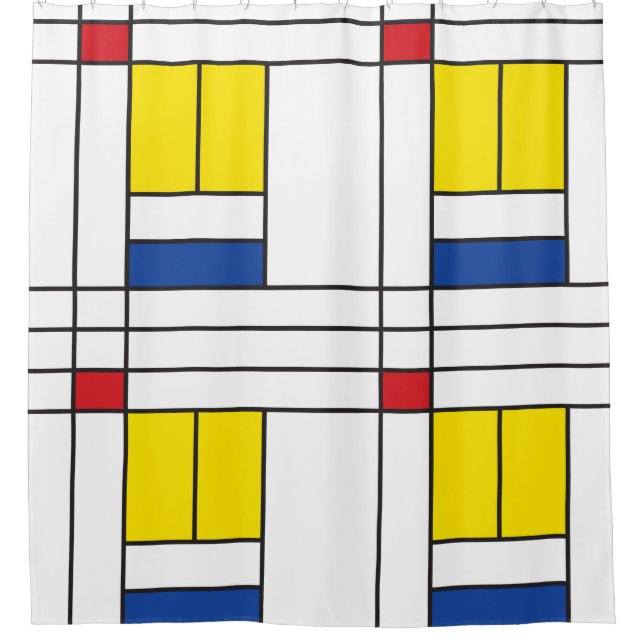 Mondrian II Minimalistisch De Stijl Modernes Art D Duschvorhang (Vorderseite)