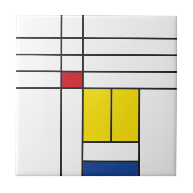 Mondrian II Minimalistisch De Stijl Modernes Art D Fliese (Vorderseite)